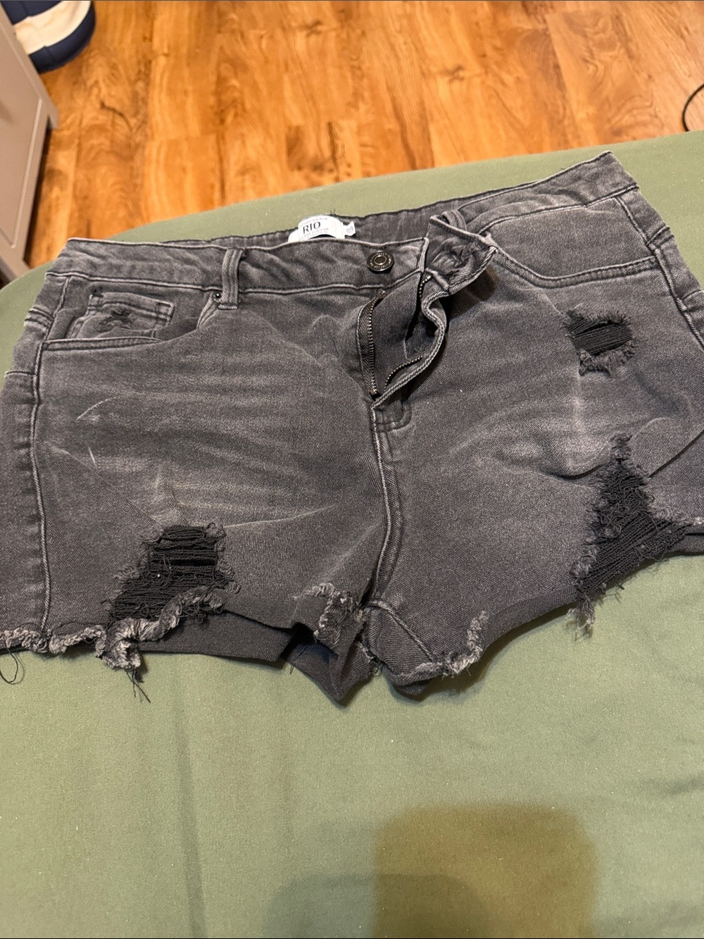 RIO Women's Black Distressed Denim Shorts